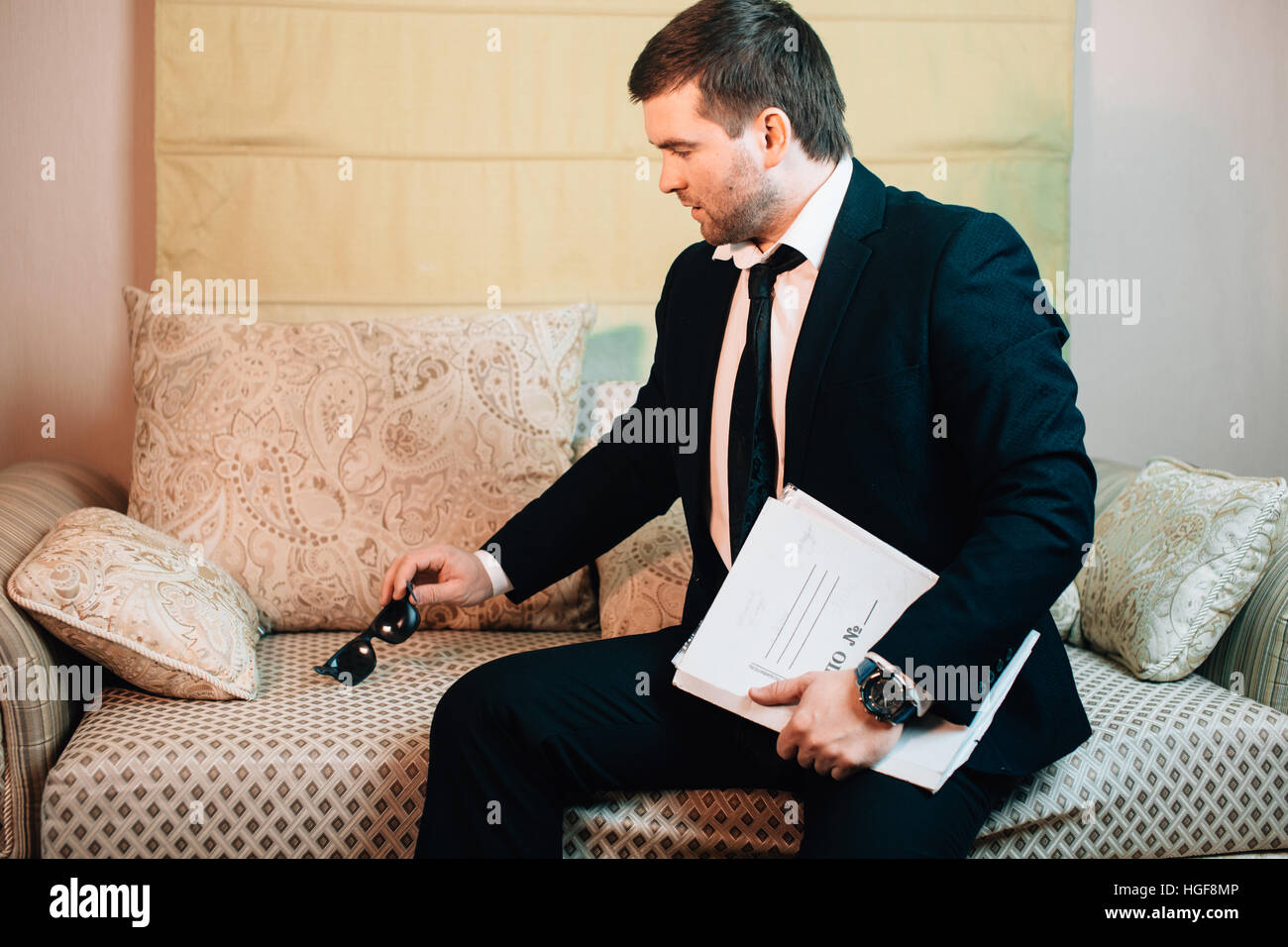 businessman with a folder of documents Stock Photo