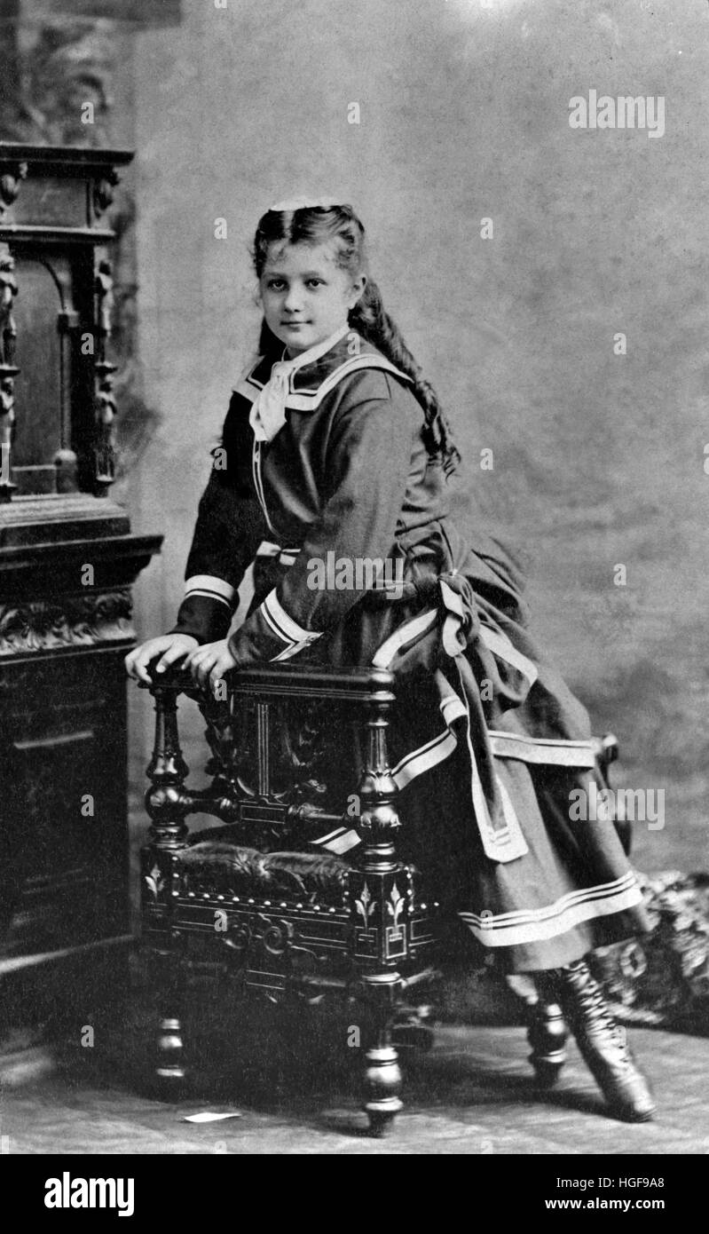 Jennie Jerome wife of Lord Randolph Churchill and mother of Winston Churchill.  Portrait photograph as a child Stock Photo