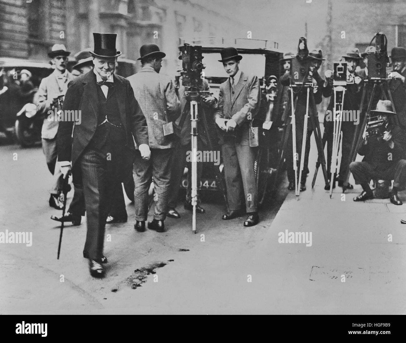 1907 Winston Churchill MP  visits his Manchester Constituency Stock Photo