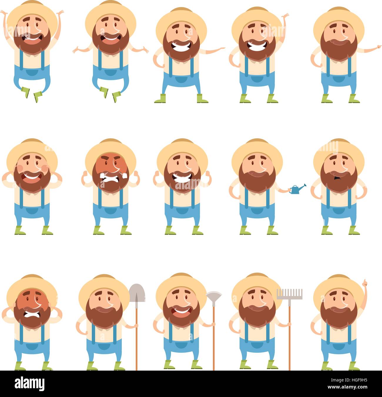 Vector image of the Set of flat farmer icons Stock Vector Image & Art ...