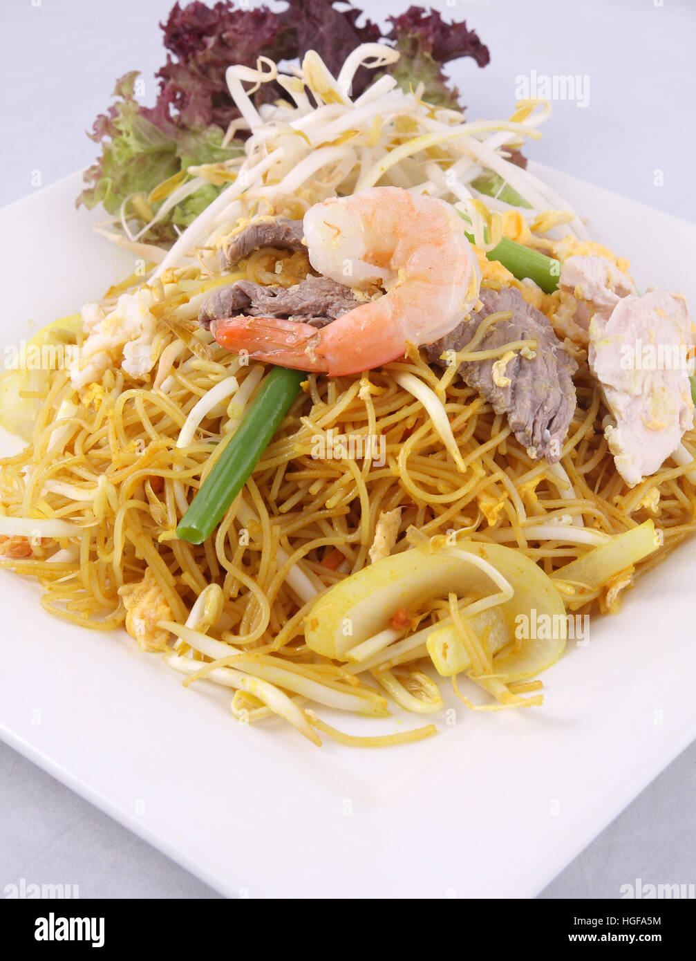 Singapore noodles stir fried foods cuisine Stock Photo