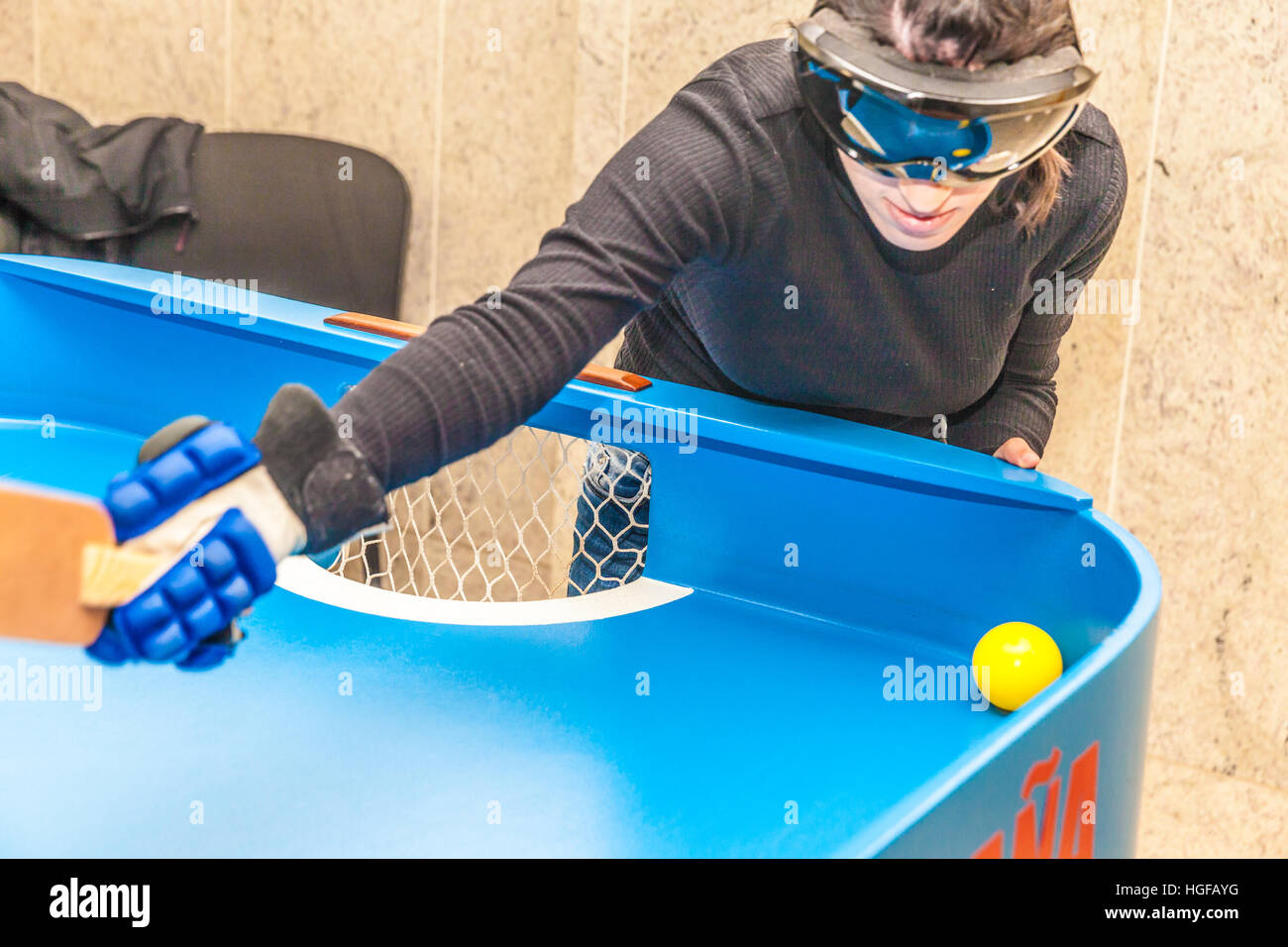 Blind people playing showdown game Stock Photo Alamy