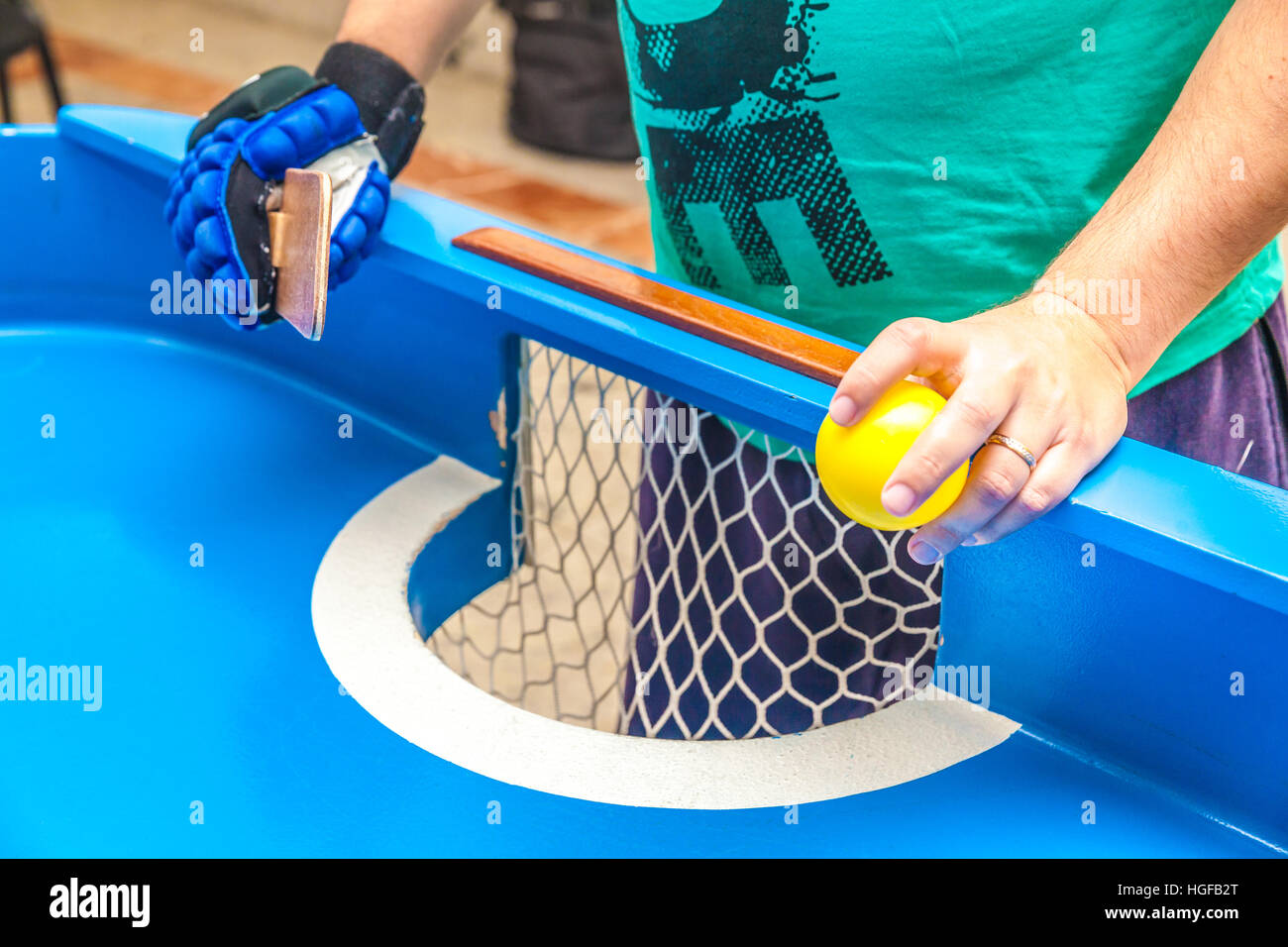 Blind people playing showdown game Stock Photo Alamy