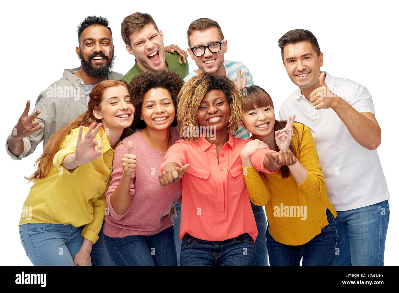 international group of people showing thumbs up Stock Photo - Alamy