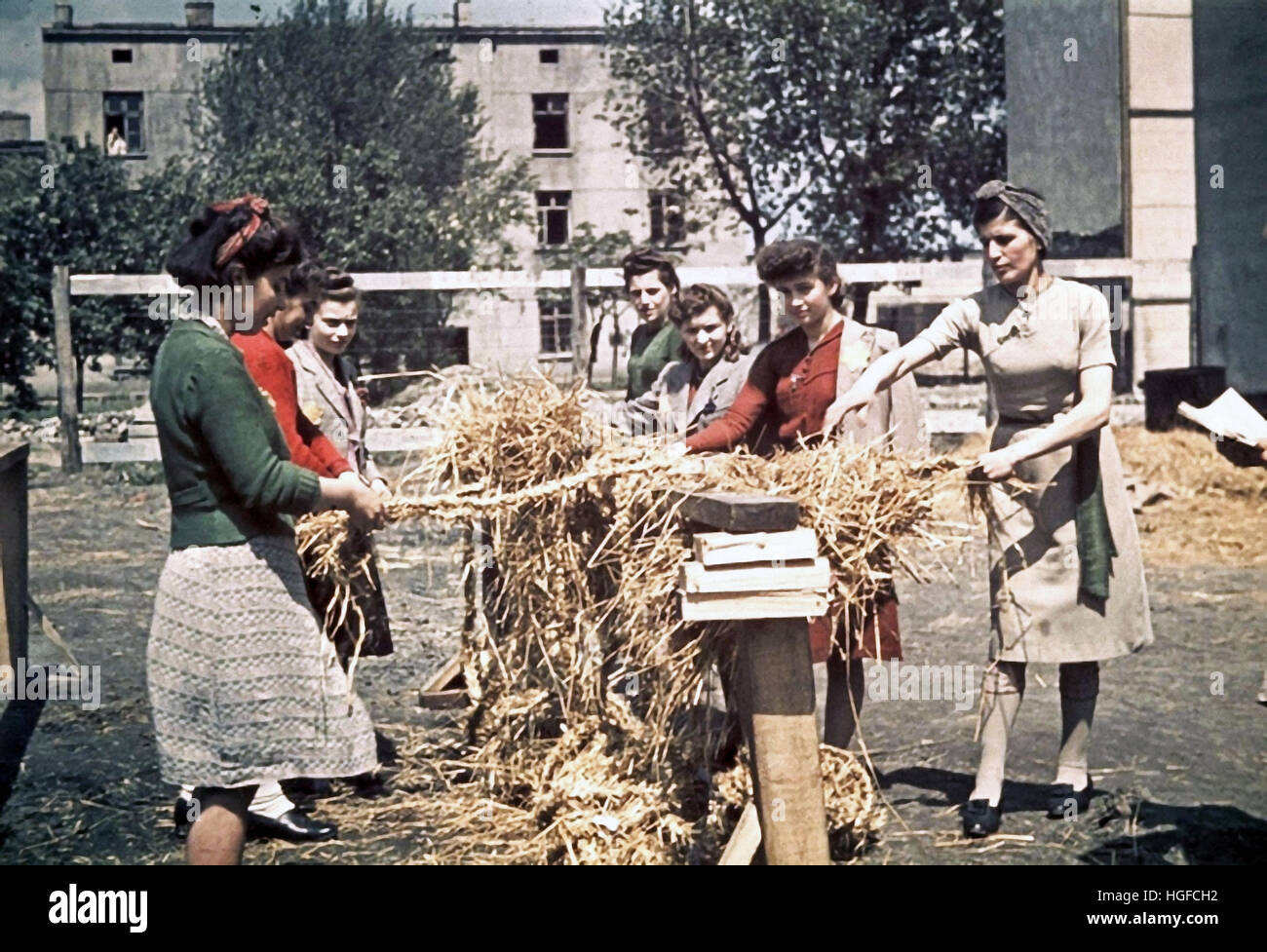 Ghetto Lodz, Litzmannstadt, A straw-shoe workshop for the German army, Poland 1940, World War II, Stock Photo