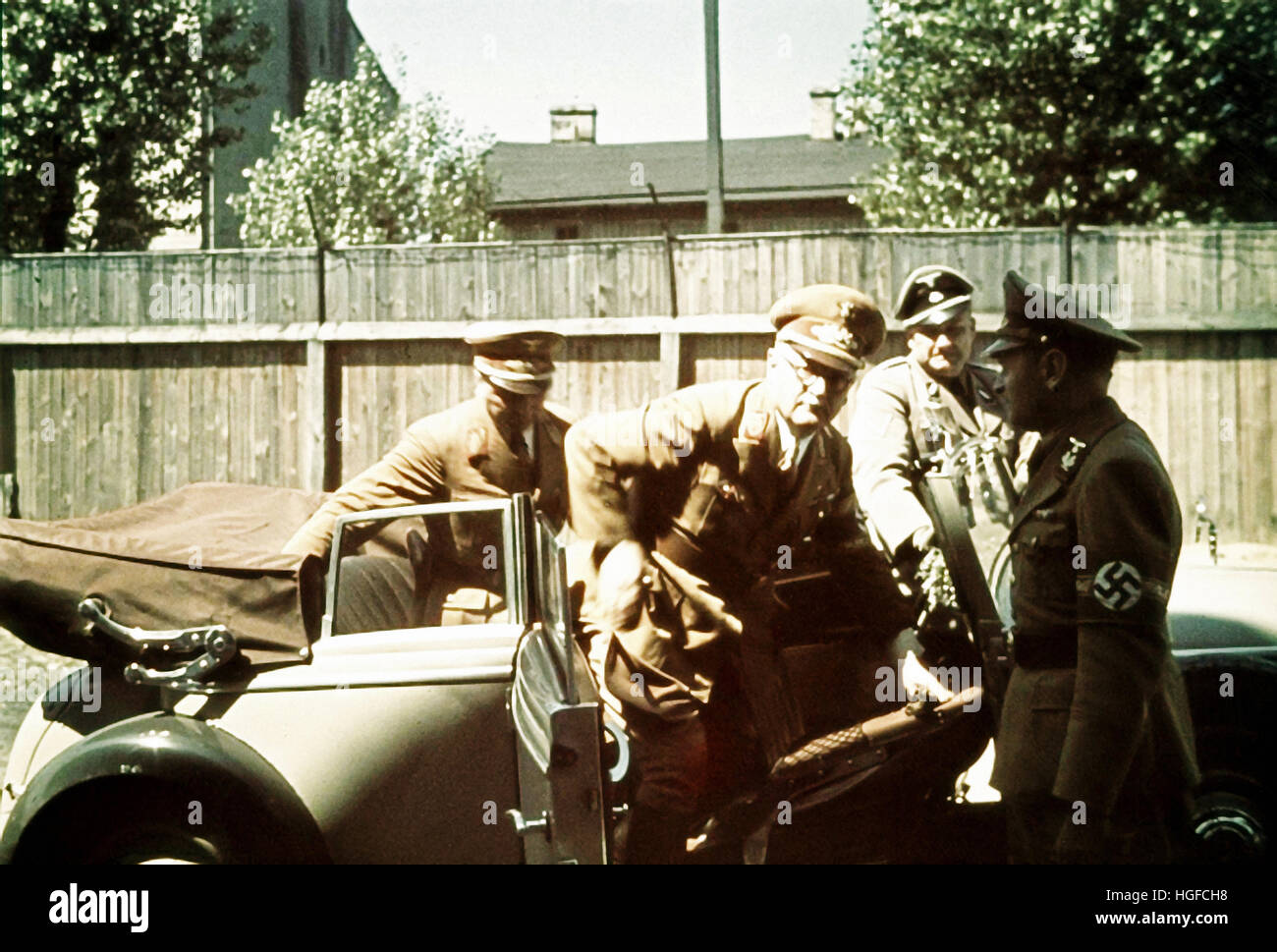 Ghetto Lodz, Litzmannstadt, Chief Financial Officerof the NSDAP Franz Xaver Schwarz (center) and Gauleiter Kurt Schmalz visit the ghetto, Poland 1941, World War II, Stock Photo