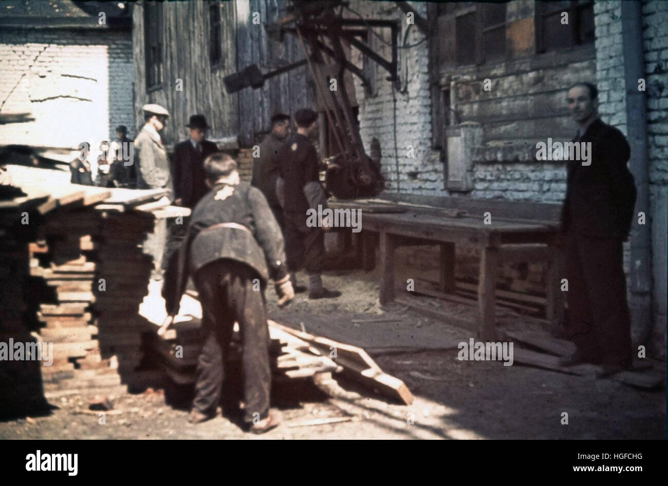 Ghetto Lodz, Litzmannstadt, Workers in the furniture workshop, Poland 1940, World War II, Stock Photo