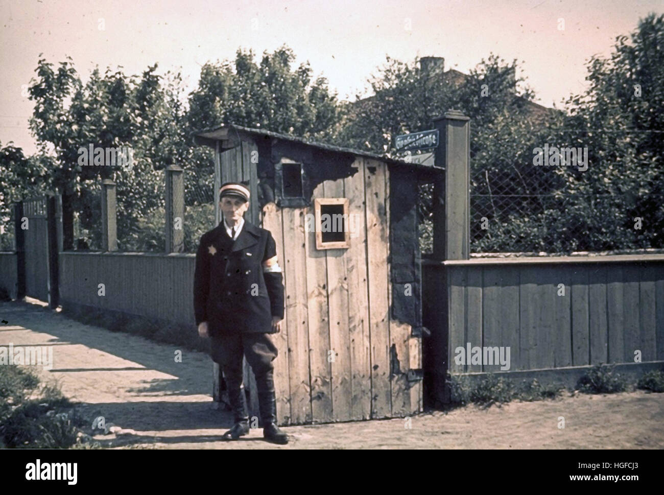 Ghetto Lodz, Litzmannstadt, Jewish policeman in the ghetto, Poland 1942, World War II, Stock Photo