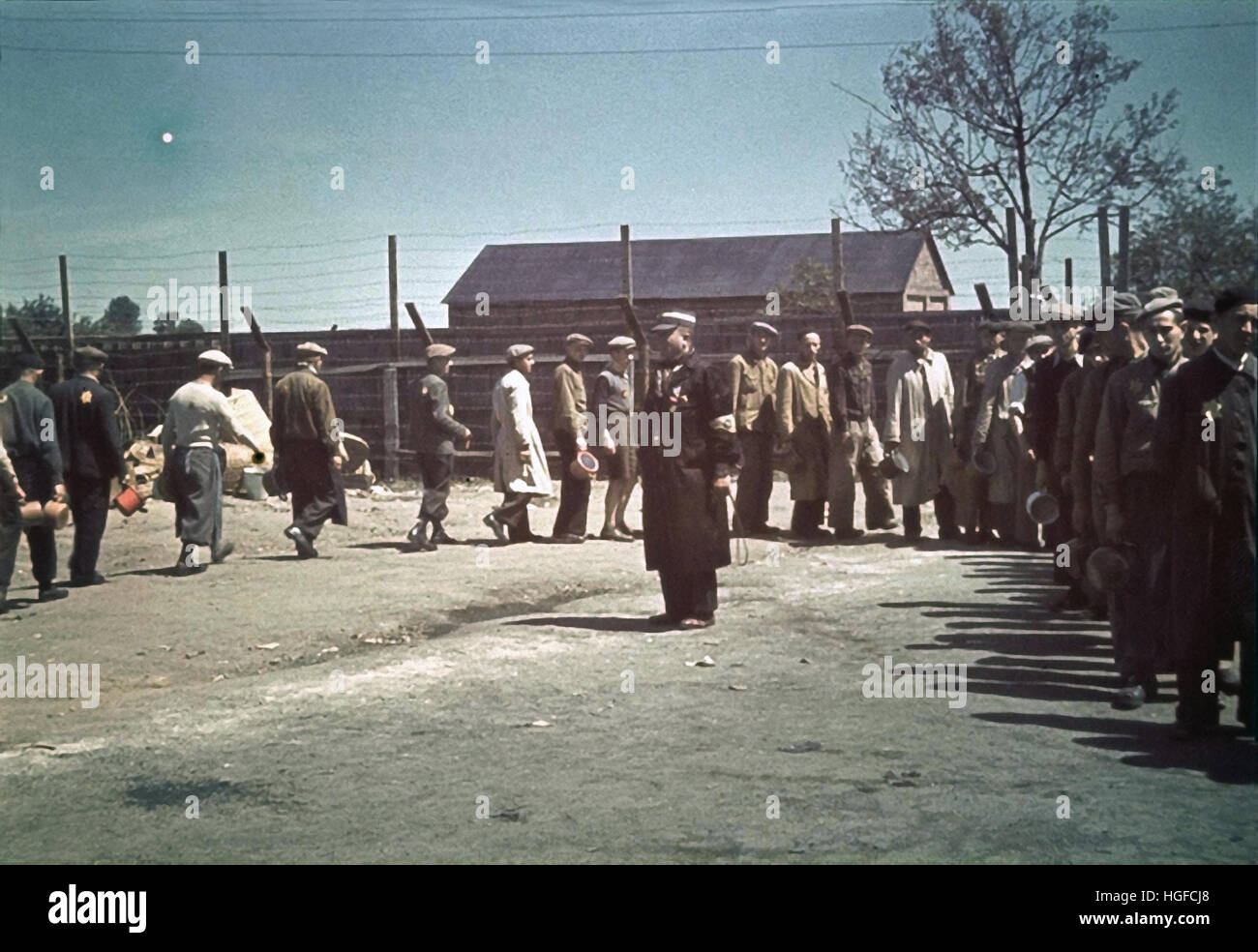 Ghetto Lodz, Litzmannstadt, Jews waiting in line for food, Poland 1942, World War II, Stock Photo