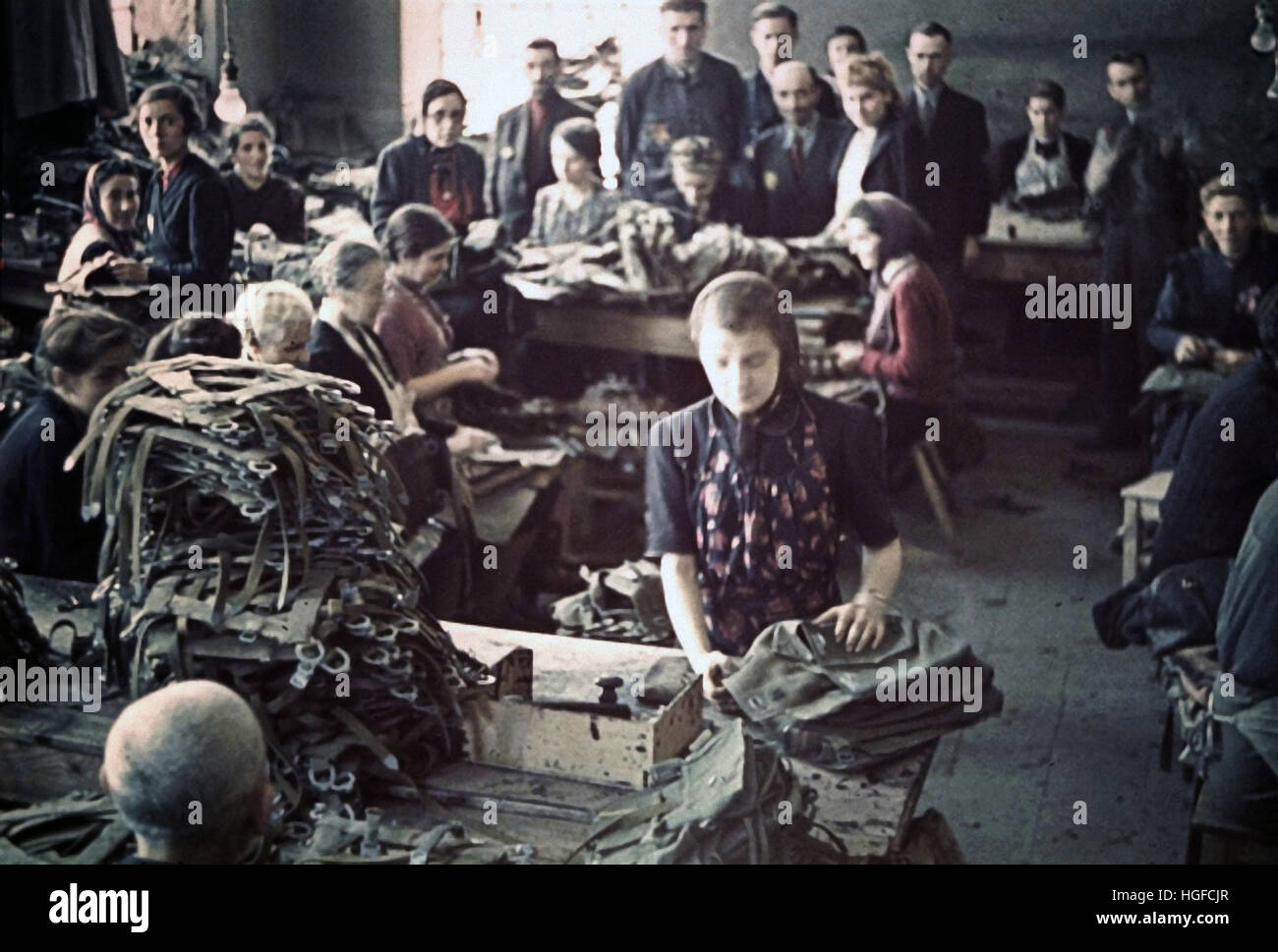 Ghetto Lodz, Litzmannstadt, Jewish workers in the saddle workshop, Poland 1940, World War II, Stock Photo
