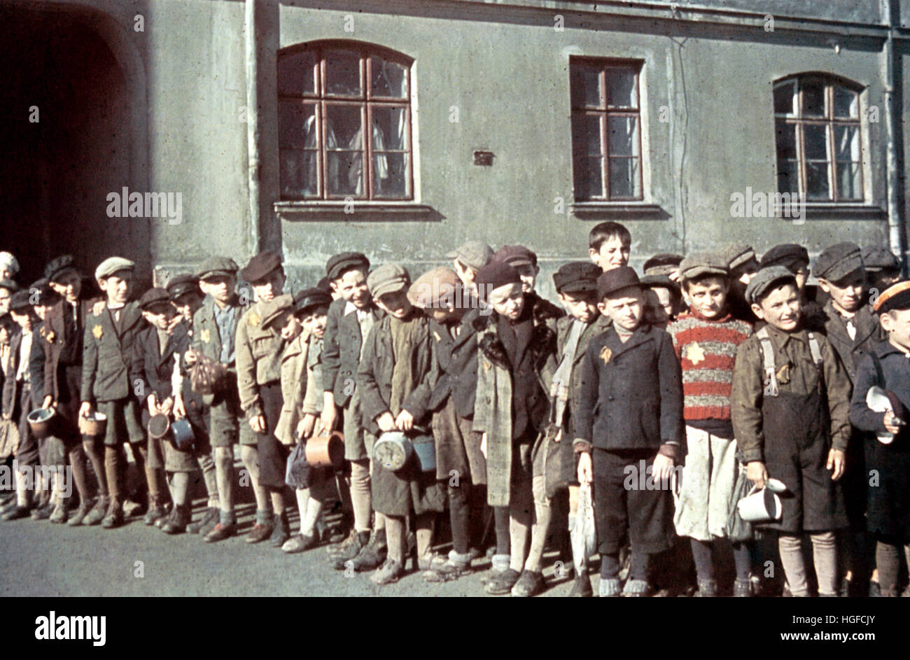 Ghetto Lodz, Litzmannstadt, Jewish children in the ghetto, Poland 1940, World War II, Stock Photo