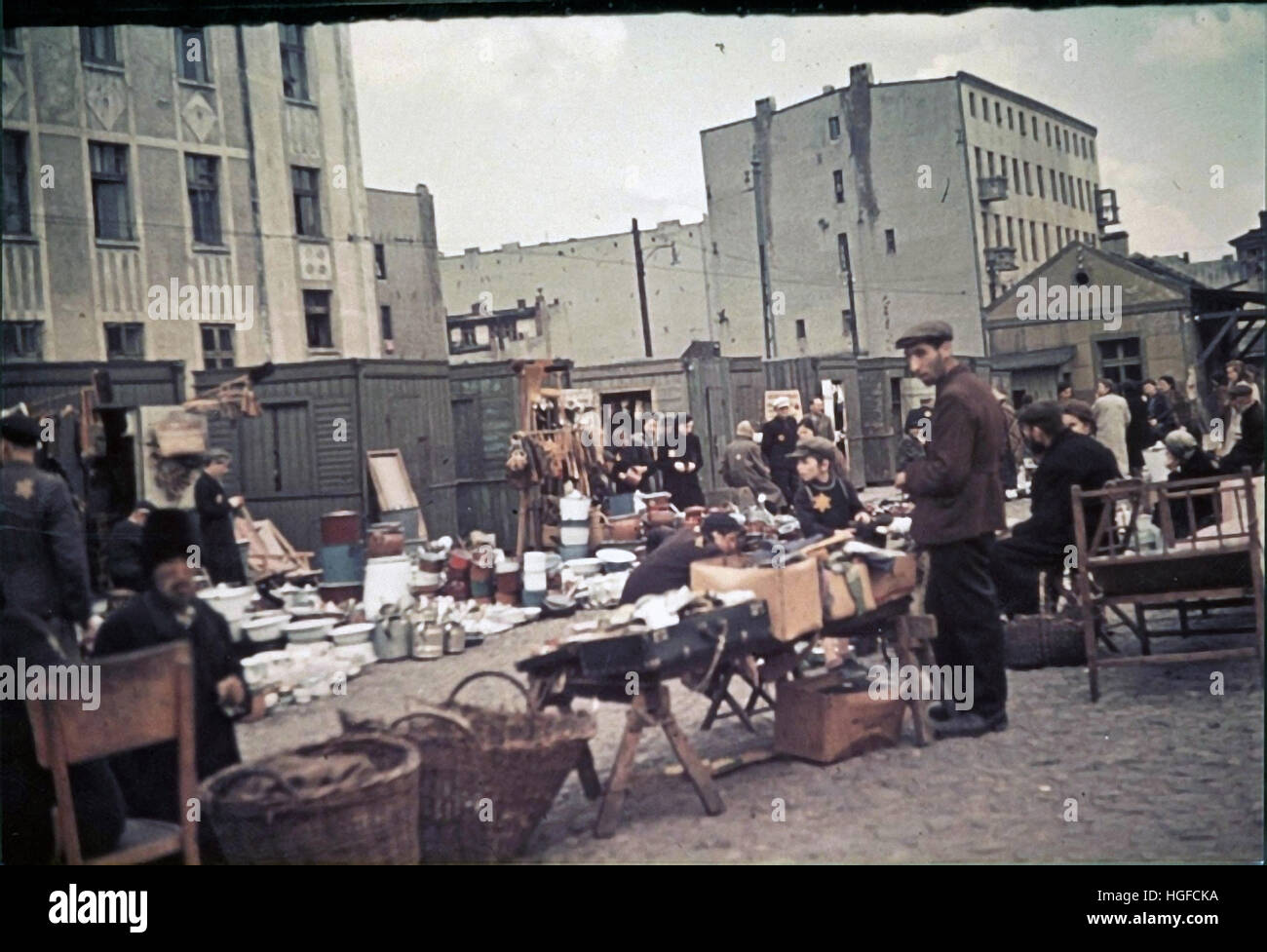 Ghetto Lodz, Litzmannstadt, A market in the ghetto, Poland 1940, World War II, Stock Photo