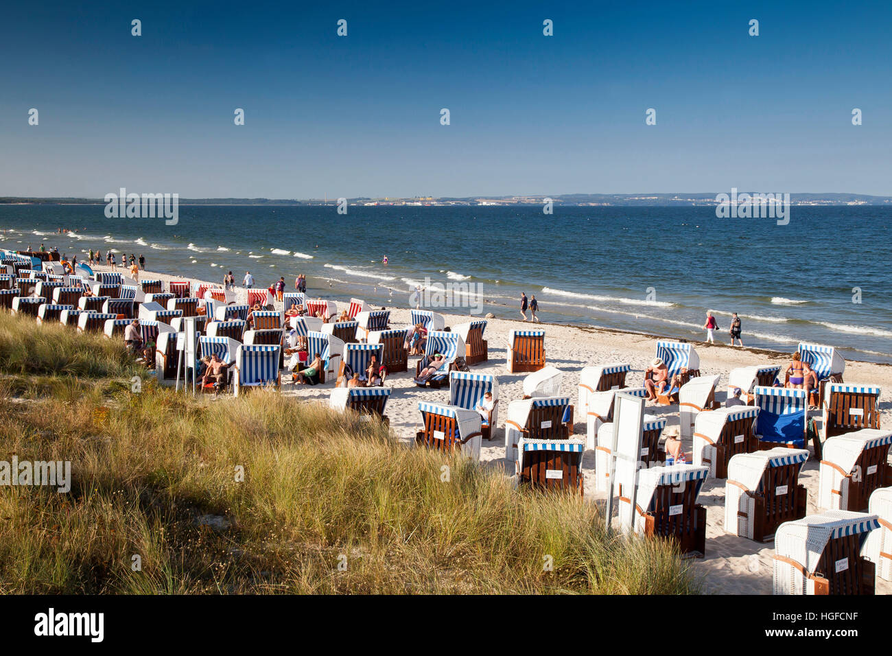 Beach at sea spa and health resort Binz, Rugen, Mecklenburg-West Pomerania Stock Photo
