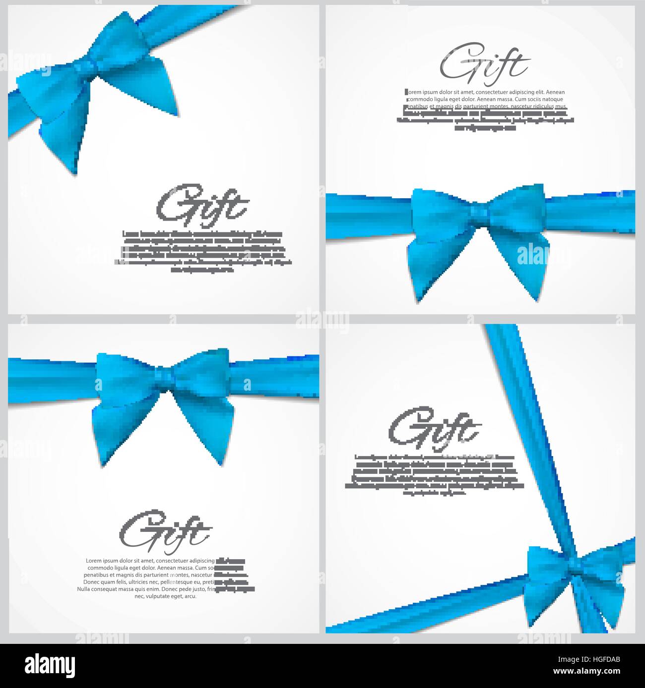 Gift Card with Ribbon and Bow Set. Vector illustration Stock Vector ...