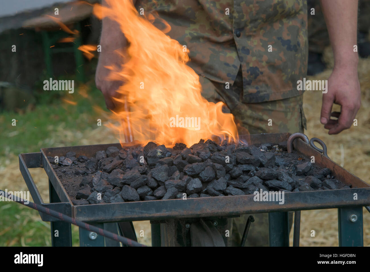 blacksmith and fire Stock Photo
