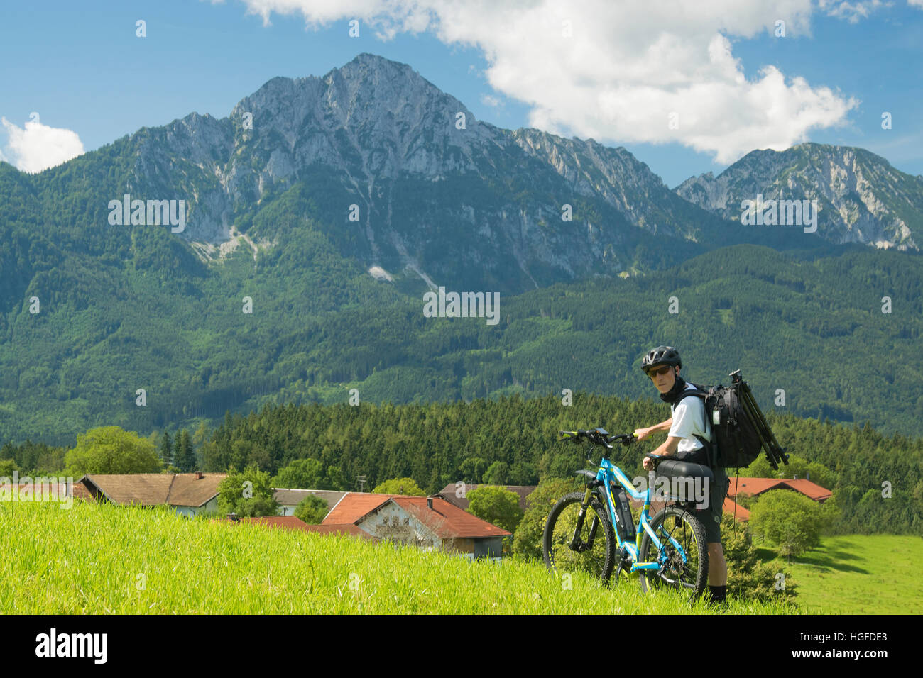 e-biker in Bavaria Stock Photo