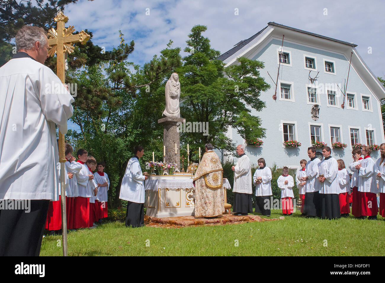 Corpus Christi procession in Teisendorf - Upper Bavaria Stock Photo