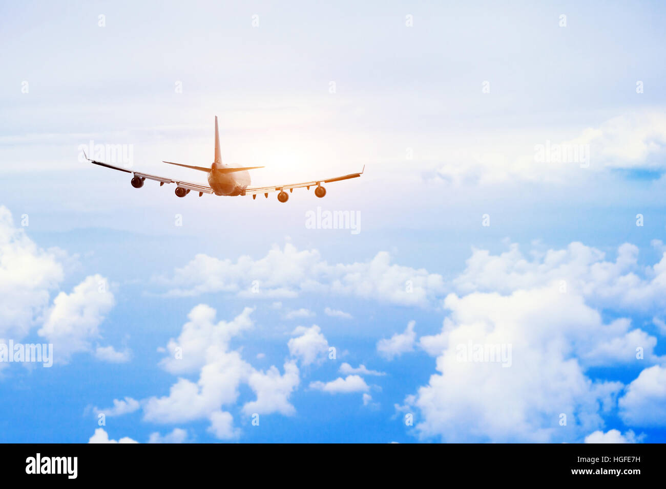 airplane fly in the sky, international passenger flight, travel concept ...
