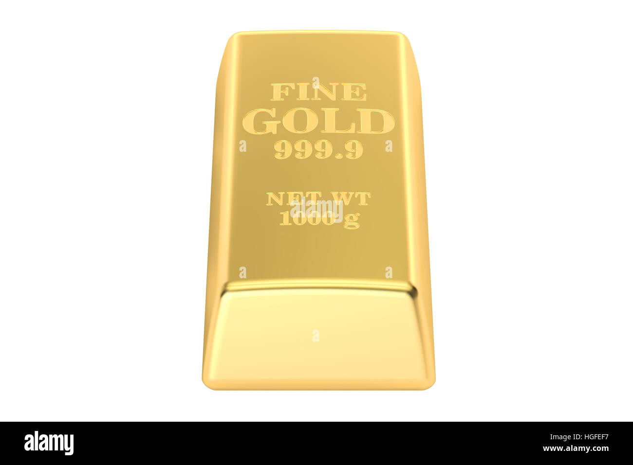 Gold ingot, 3D rendering isolated on white background Stock Photo - Alamy