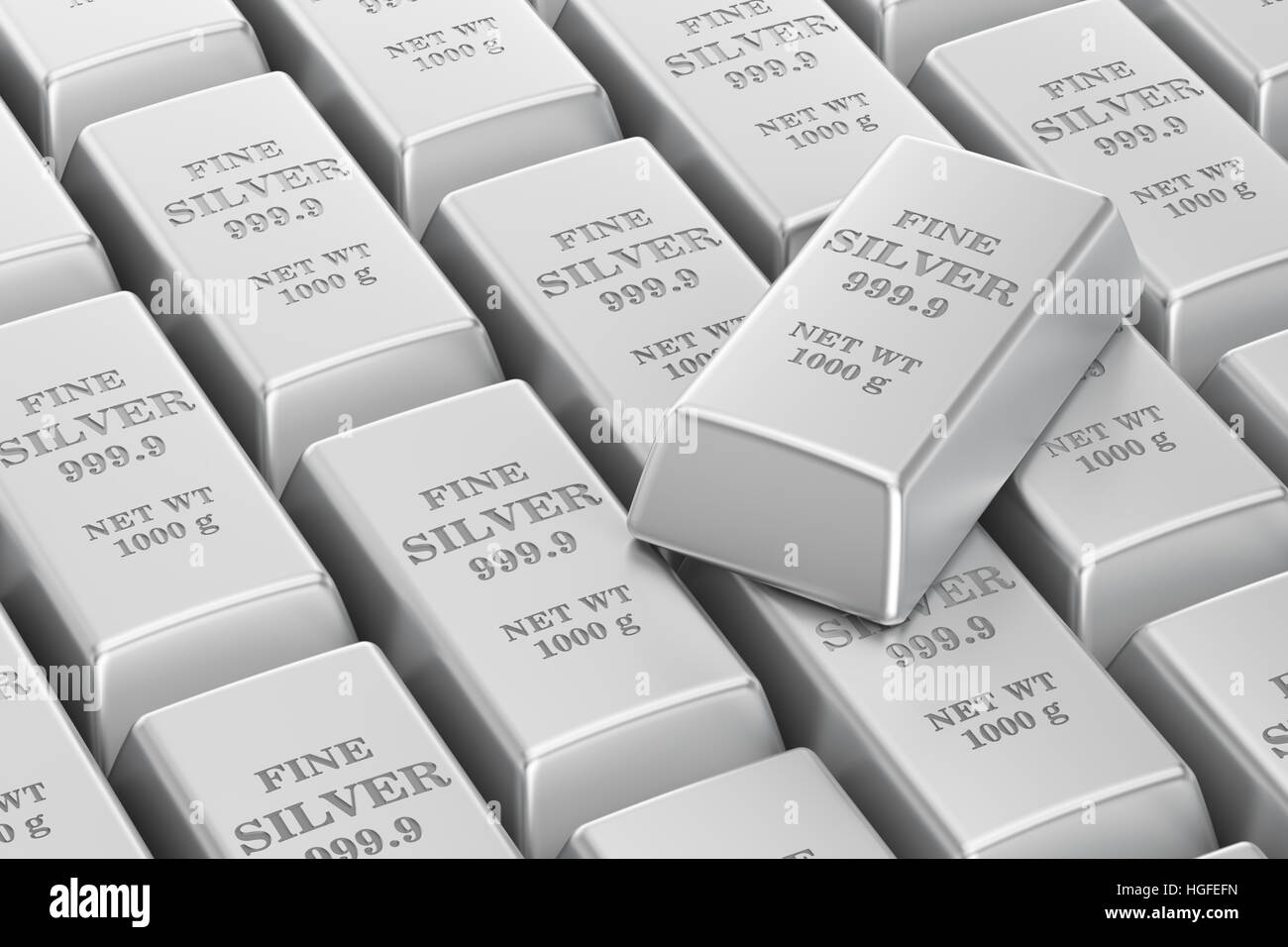 silver bars background, 3D rendering Stock Photo