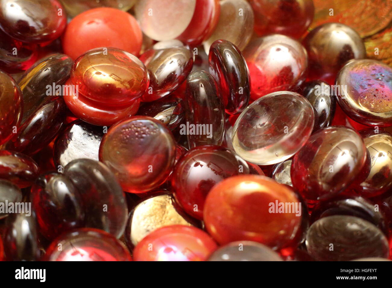 Coloured glass beads - close up shot ( Macro) Stock Photo
