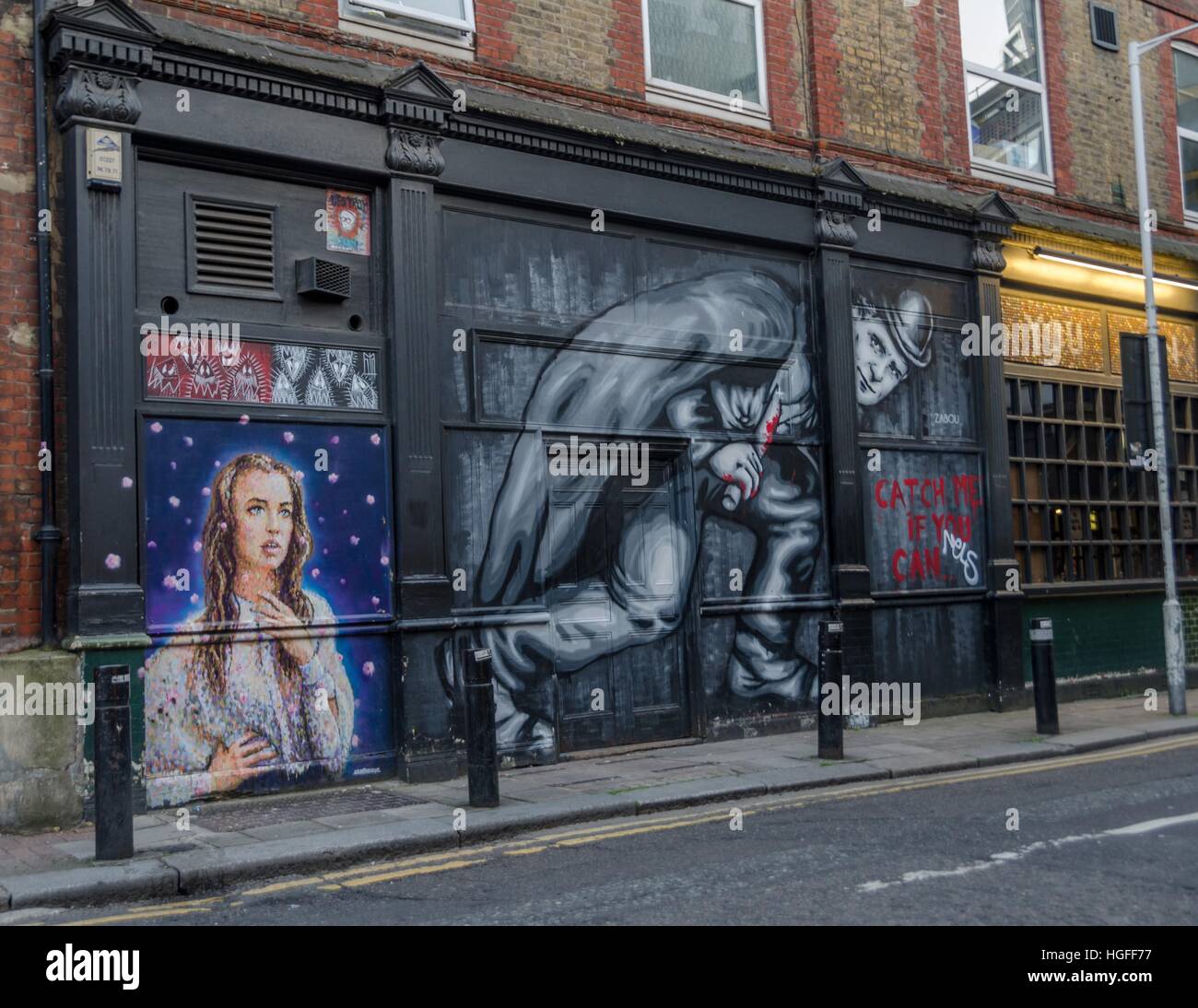 Jack the Ripper mural in the city of London Stock Photo