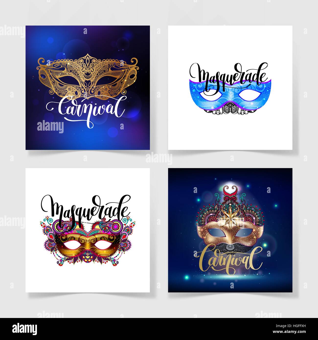 set of four old venetian carnival mask Stock Vector Image & Art - Alamy