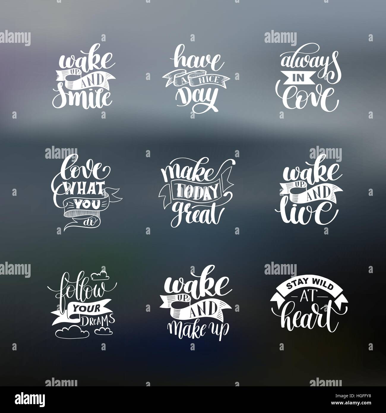 Set Of Handwritten Lettering Positive Quote About Life Stock