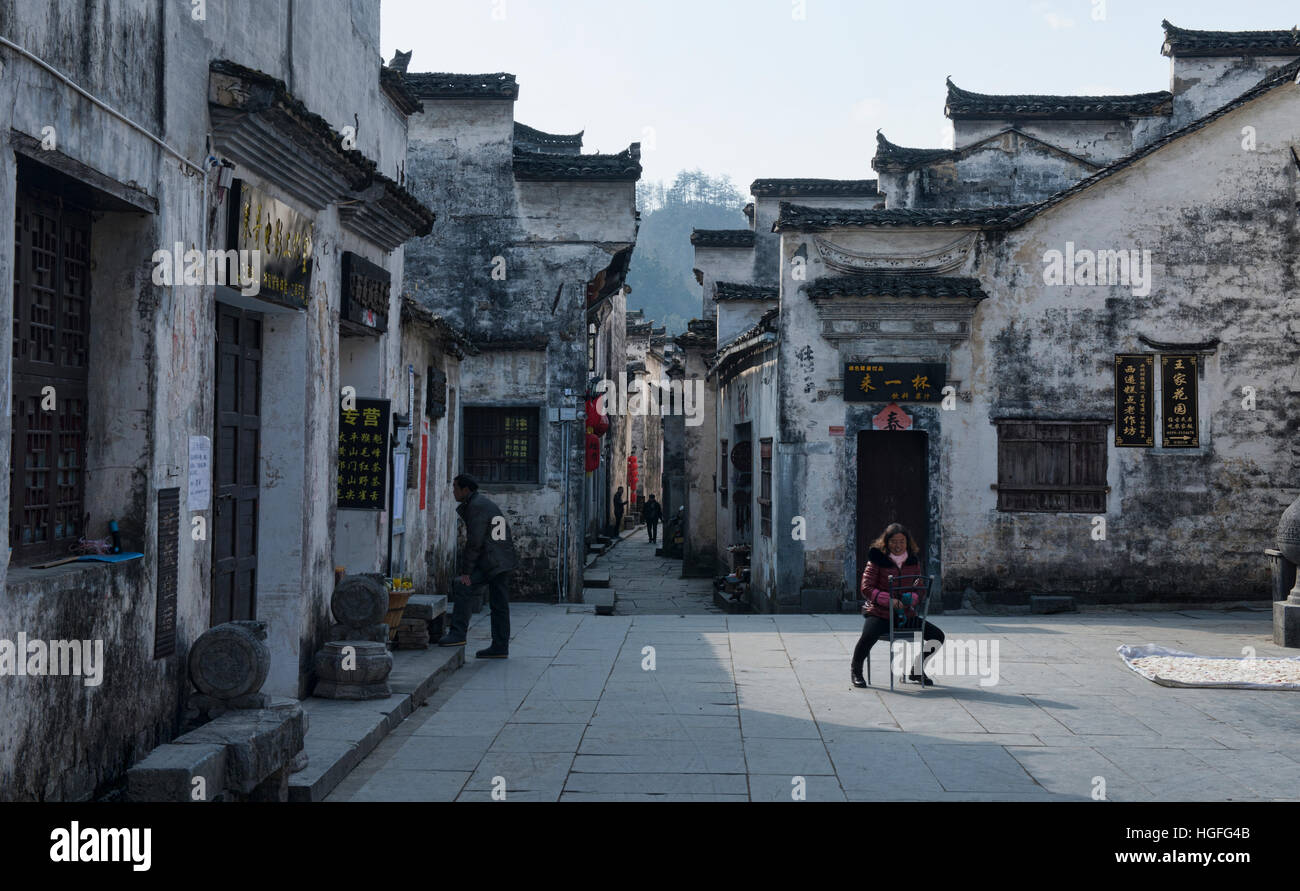Life in the ancient village of Xidi, Anhui, China Stock Photo