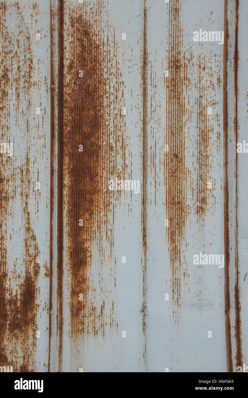 Rusted Metal Siding Vertical Close Up in Industrial District Stock