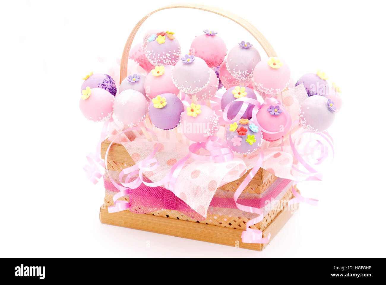 Cake Pop Bucket A Bunch Of Cake Pops In Color Purple And Pink