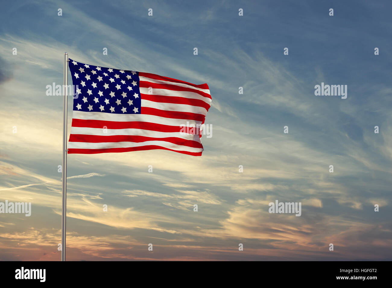 american flag in the sky,3d render Stock Photo