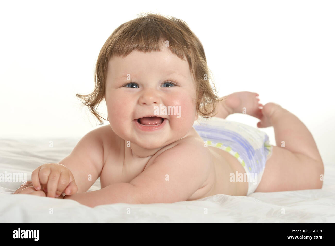 Adorable baby girl on blanket Stock Photo Alamy