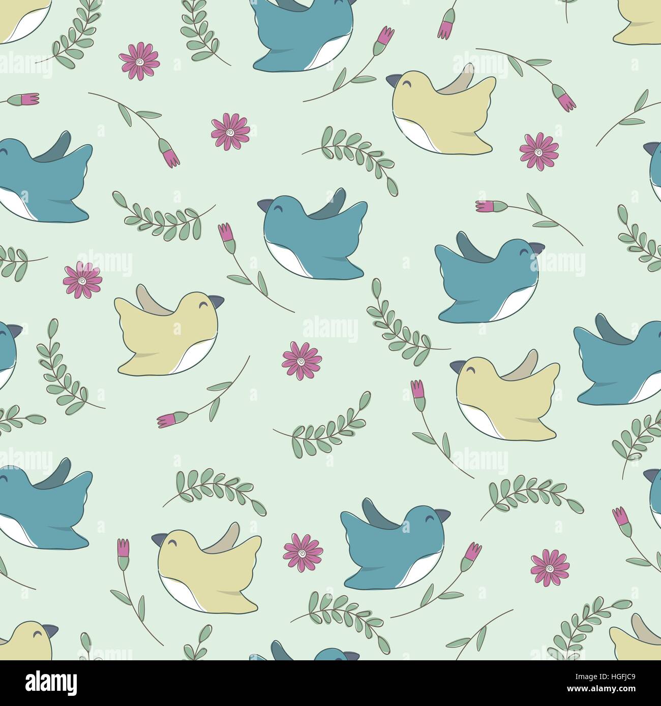 Cute Birds Seamless Pattern Stock Vector Image & Art - Alamy