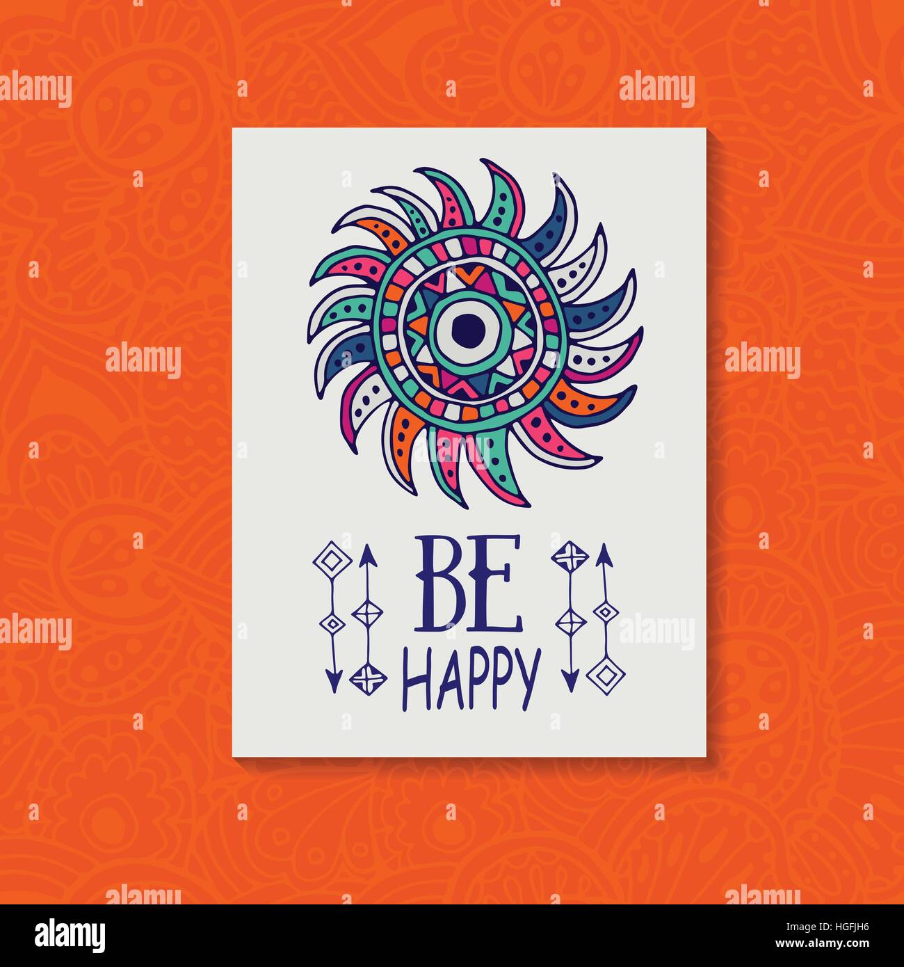 hand drawn vector illustration Boho circular element Stock Vector Image ...