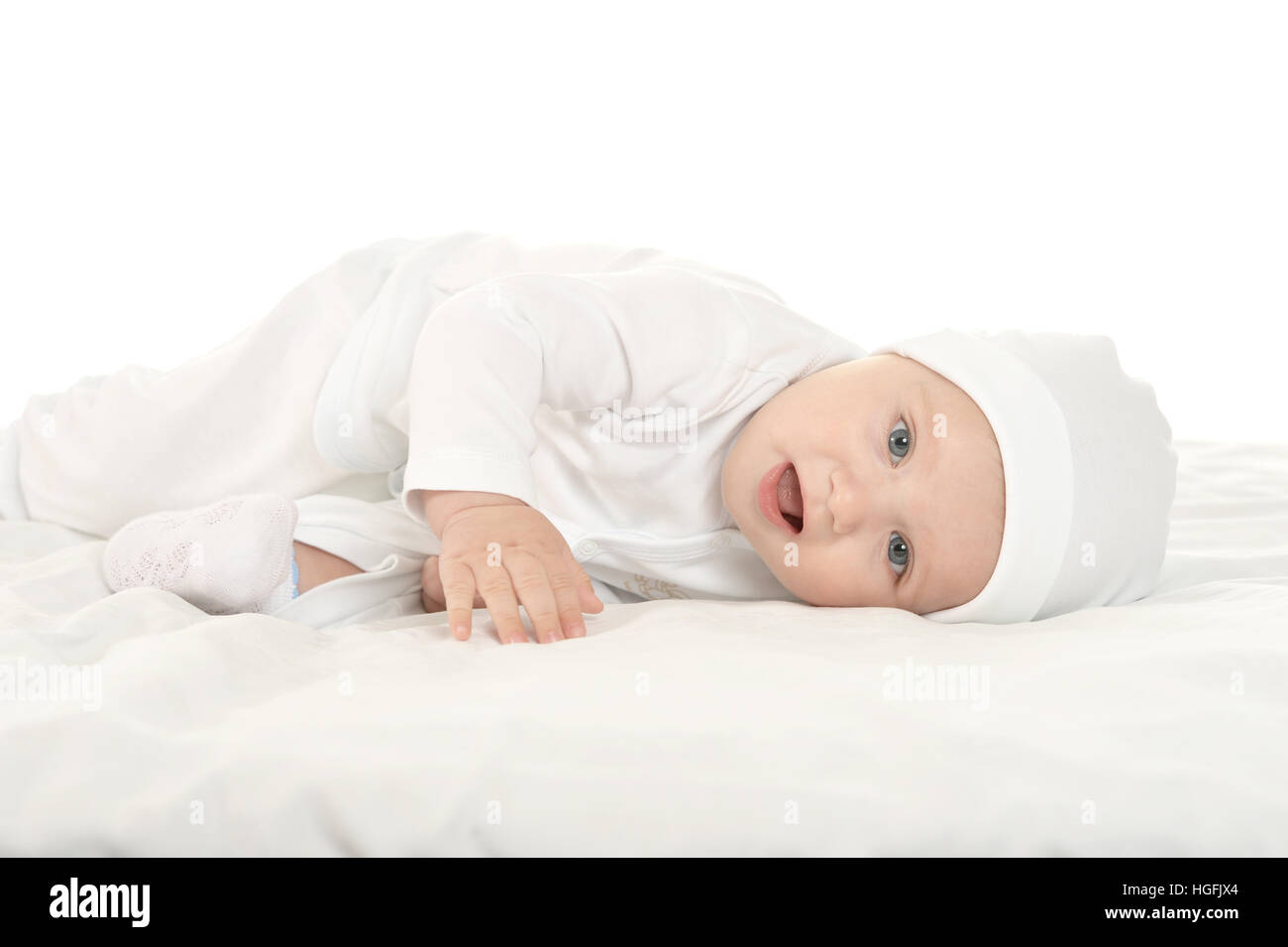Adorable baby on white background Stock Photo - Alamy