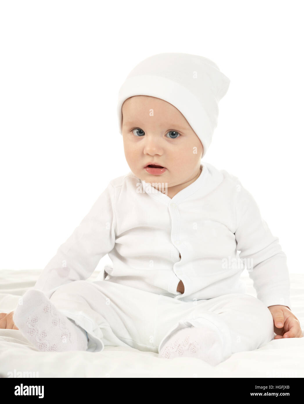Adorable baby on white background Stock Photo - Alamy