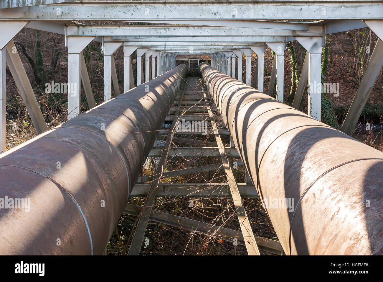 Two city water supply pipes Stock Photo Alamy