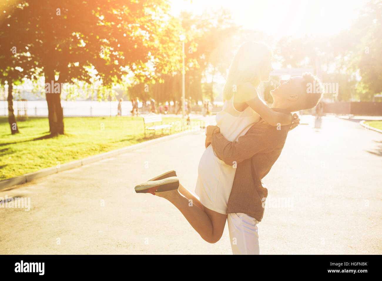 man and woman in the park Stock Photo - Alamy