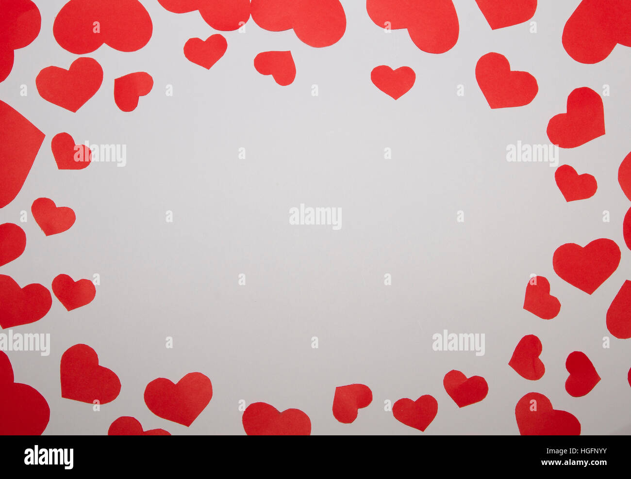 Frame from paper red hearts with white background with copy space Stock ...