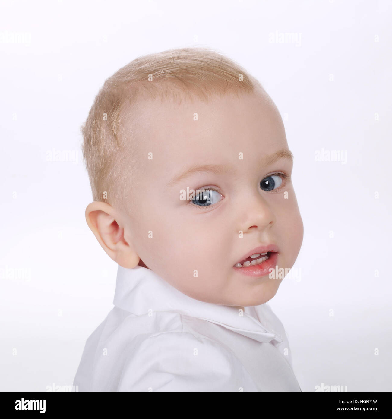little boy portrait on white background Stock Photo - Alamy
