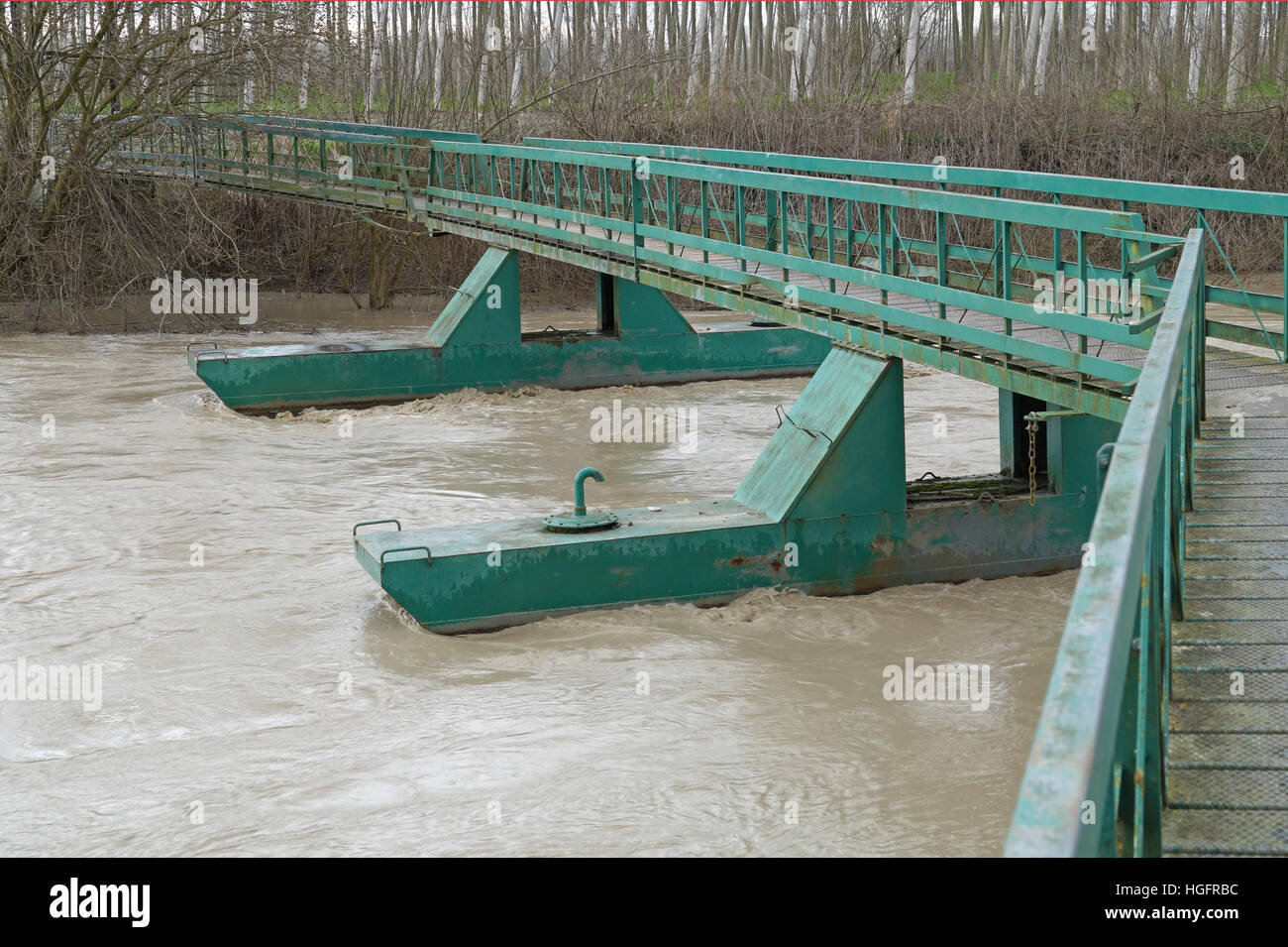 Mobile bridge over the river Stock Photo Alamy