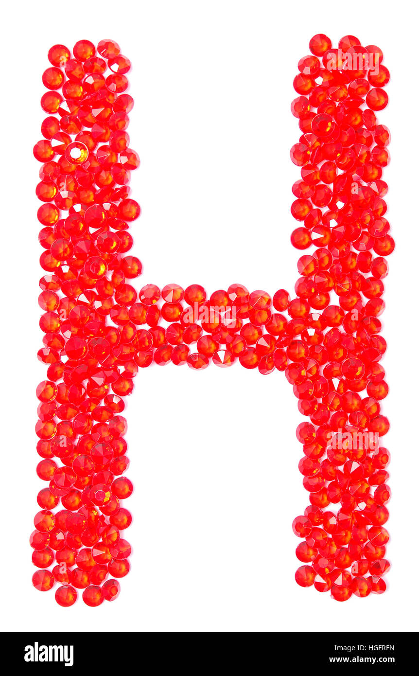 letter from beautiful red diamonds on a white with shadow Stock Photo ...