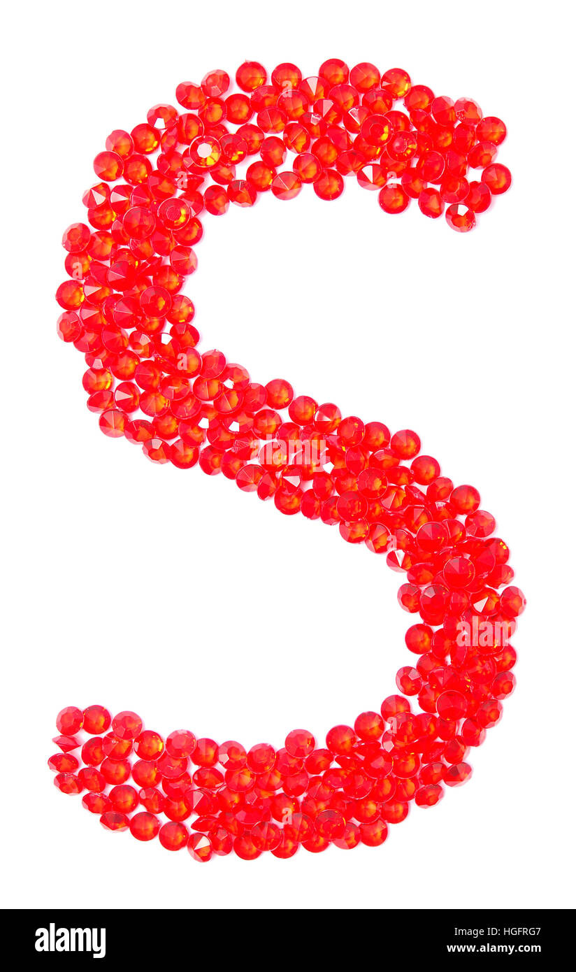 letter from beautiful red diamonds on a white with shadow Stock Photo ...