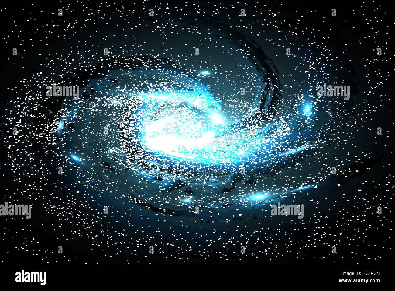 Image of galaxies, nebulae, cosmos, and effect tunnel spiral galaxy background vector illustration Stock Vector