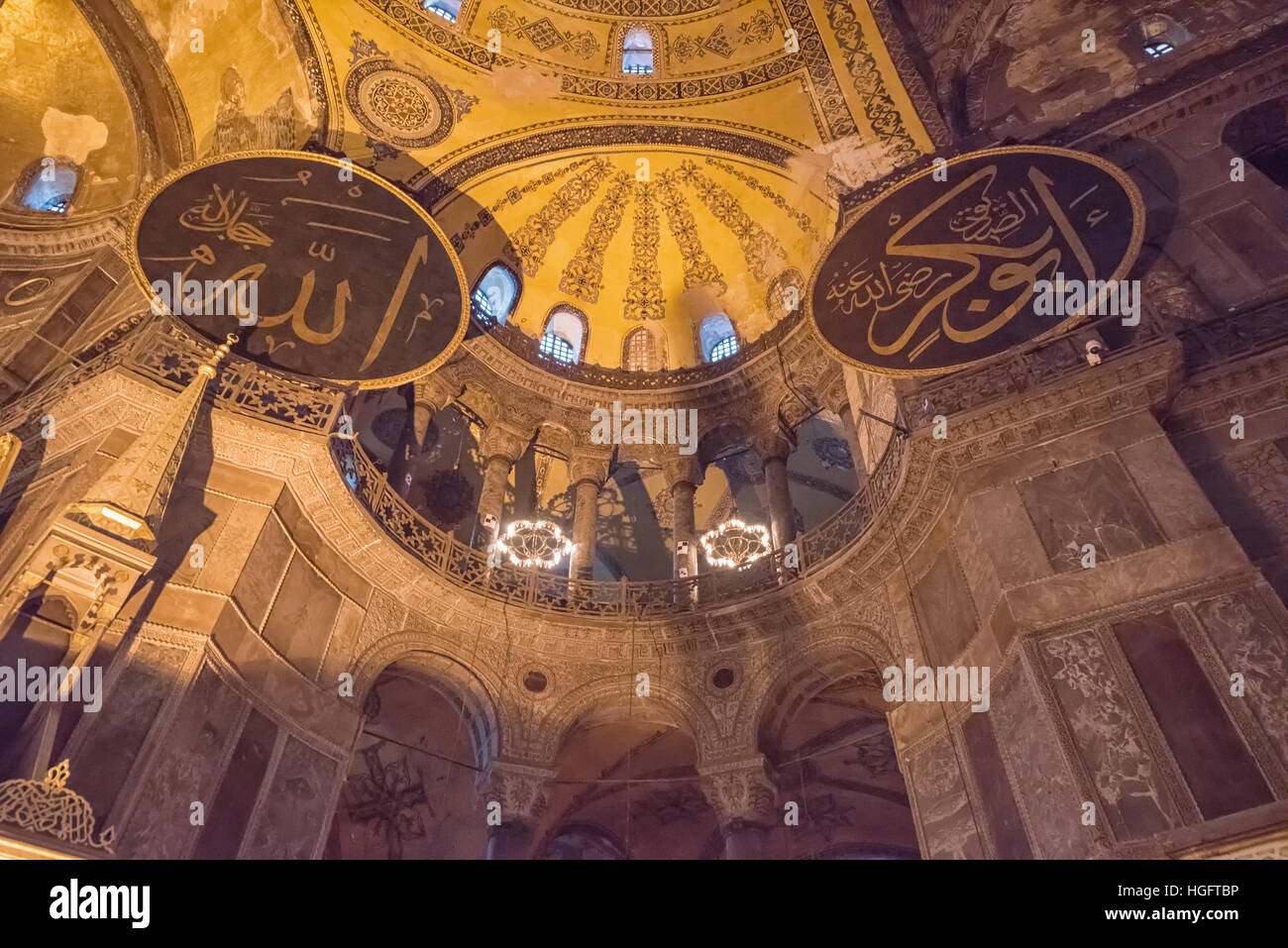 Hagia Sophia interior in Istanbul, Turkey, Byzantine architecture, city landmark and architectural world wonder Stock Photo
