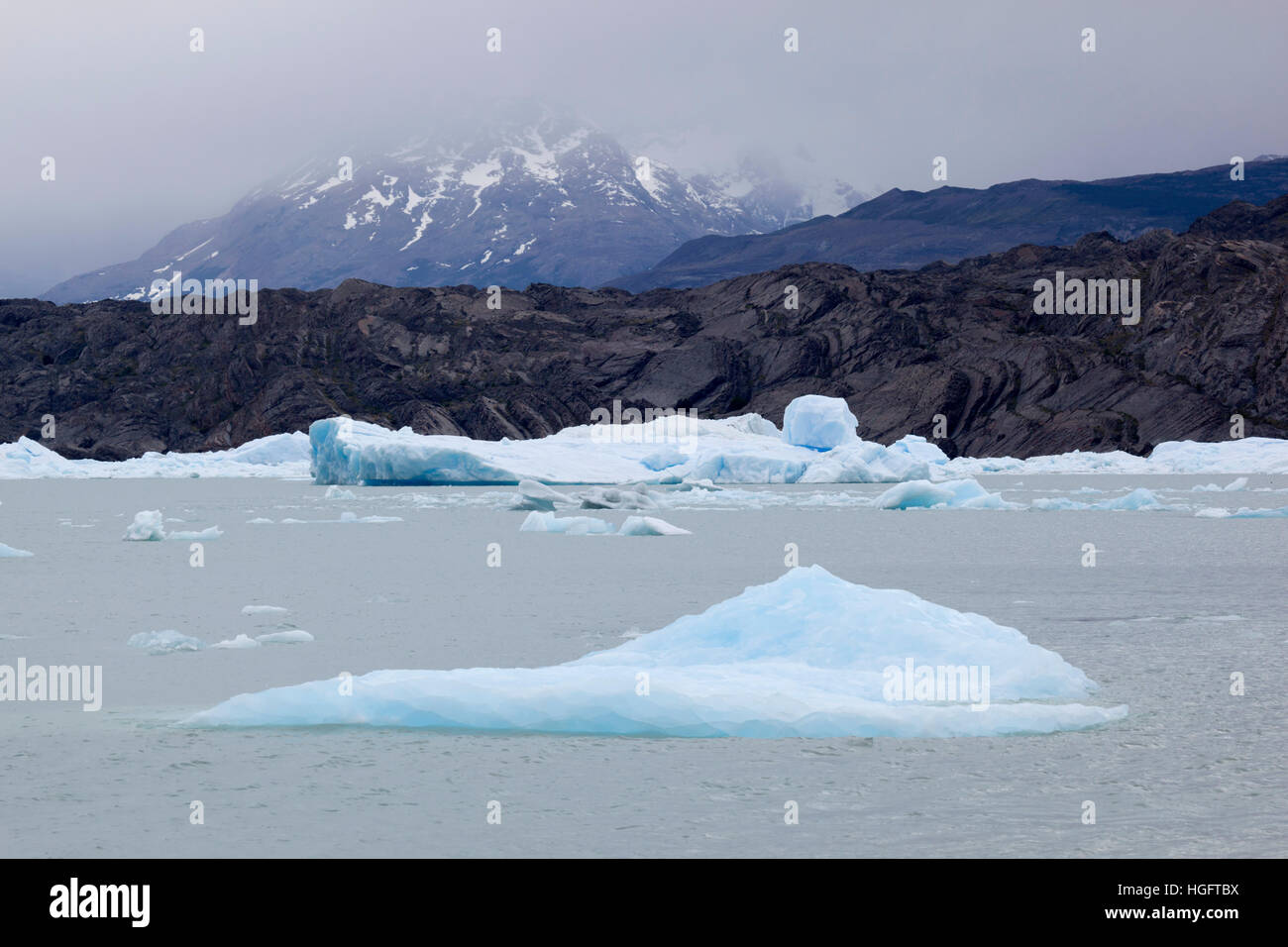 Icebergs on Lago Argentino, El Calafate, Parque Nacional Los Glaciares, Patagonia, Argentina, South America Stock Photo