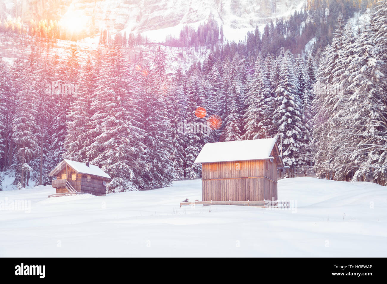 austria alps winter landscape Stock Photo
