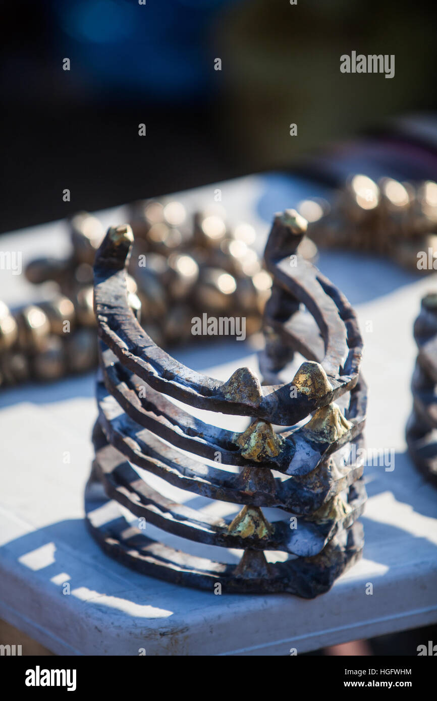 Close up image of a pile of horseshoes. Stock Photo