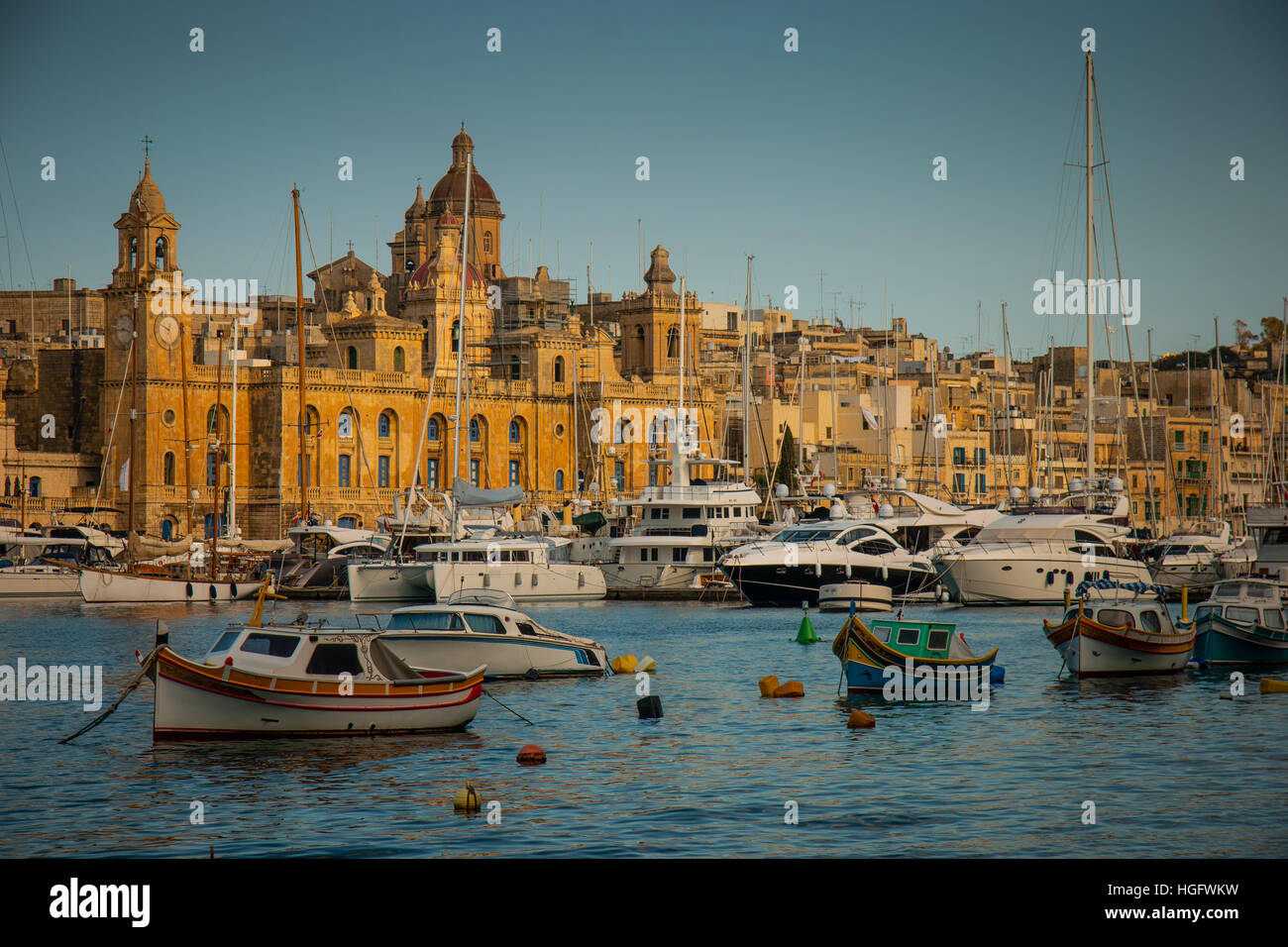 View of Senglea harbor, one of the three cities, Malta Stock Photo